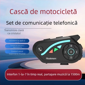 Casca Bluetooth pentru motocicletă V8 – autonomie 30h, impermeabilă, anulare zgomot, stereo, Qualcomm QCC, conectare la două telefoane
