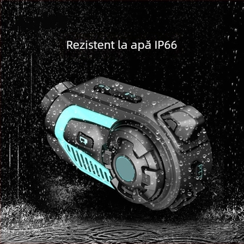 Cască moto cu Bluetooth, cameră video și intercom; înregistrare video, rază de 1 km, Bluetooth 5.0, cip Qualcomm, baterie 76 h, sunet stereo
