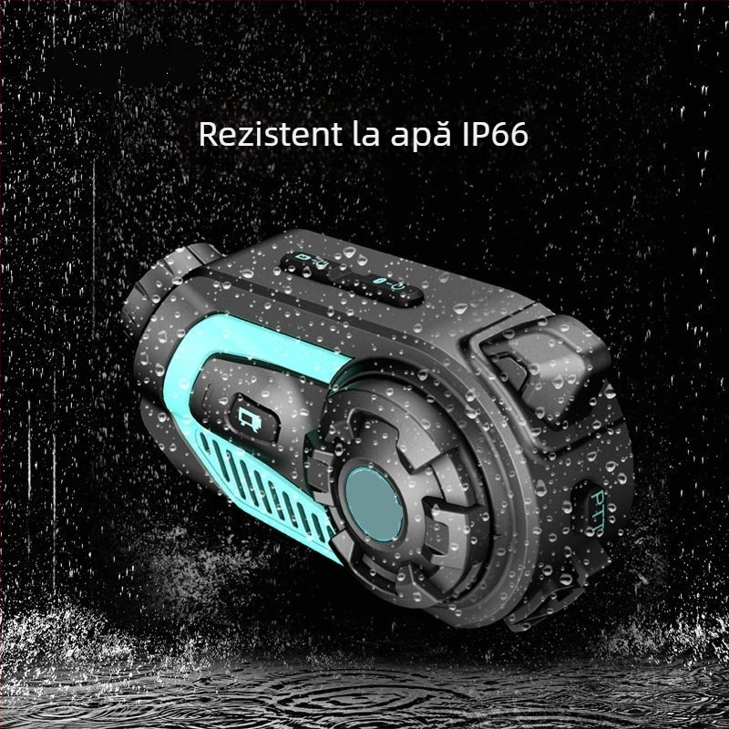 Cască moto cu Bluetooth, cameră video și intercom; înregistrare video, rază de 1 km, Bluetooth 5.0, cip Qualcomm, baterie 76 h, sunet stereo