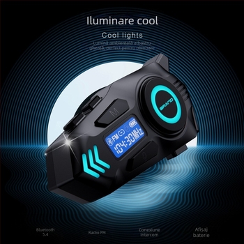 K09 Intercom în timp real pentru cască Bluetooth, headset pentru motocicletă, cu durată lungă a bateriei