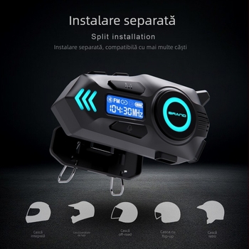 K09 Intercom în timp real pentru cască Bluetooth, headset pentru motocicletă, cu durată lungă a bateriei