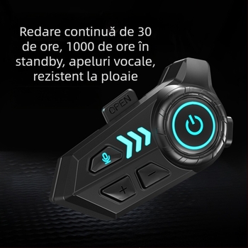 Cască Bluetooth pentru motocicliști — impermeabilă, autonomie mare a bateriei, microfon încorporat, intercom pentru căști full-face