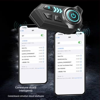 Cască Bluetooth pentru motocicliști — impermeabilă, autonomie mare a bateriei, microfon încorporat, intercom pentru căști full-face