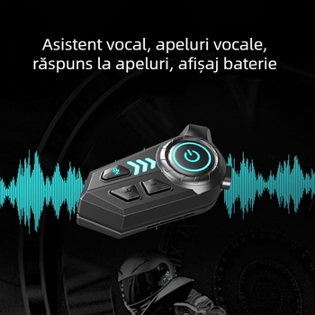 Cască Bluetooth pentru motocicliști — impermeabilă, autonomie mare a bateriei, microfon încorporat, intercom pentru căști full-face