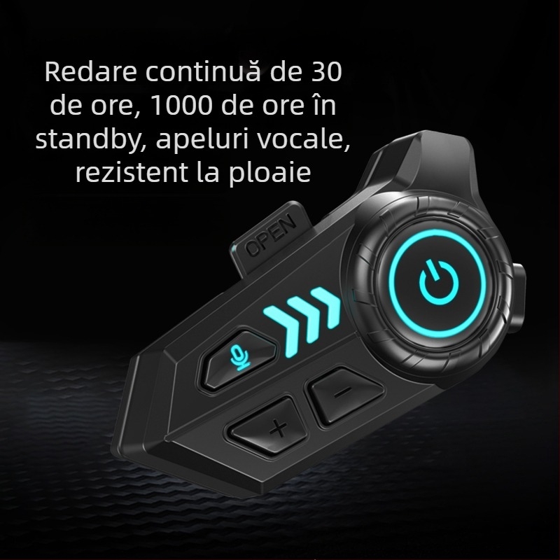 Cască Bluetooth pentru motocicliști — impermeabilă, autonomie mare a bateriei, microfon încorporat, intercom pentru căști full-face