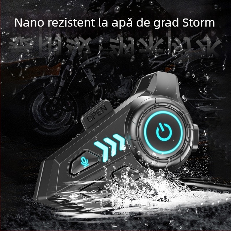 Cască Bluetooth pentru motocicliști — impermeabilă, autonomie mare a bateriei, microfon încorporat, intercom pentru căști full-face