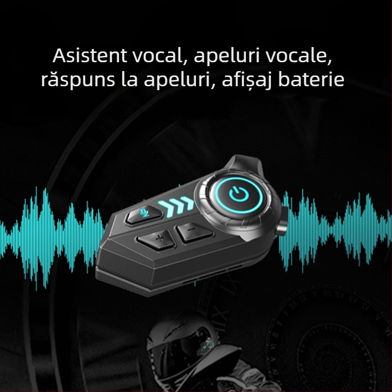 Cască Bluetooth pentru motocicliști — impermeabilă, autonomie mare a bateriei, microfon încorporat, intercom pentru căști full-face