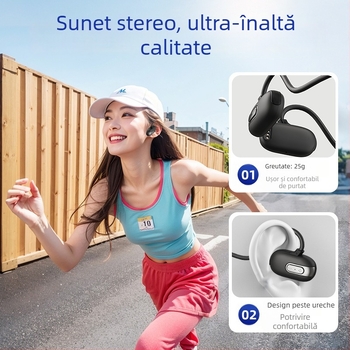 Căști cu conductivitate osoasă pentru înot – IPX8 impermeabile, Bluetooth 5.3, USB 3.0, baterie de 120 mAh, cu agățare pe spate