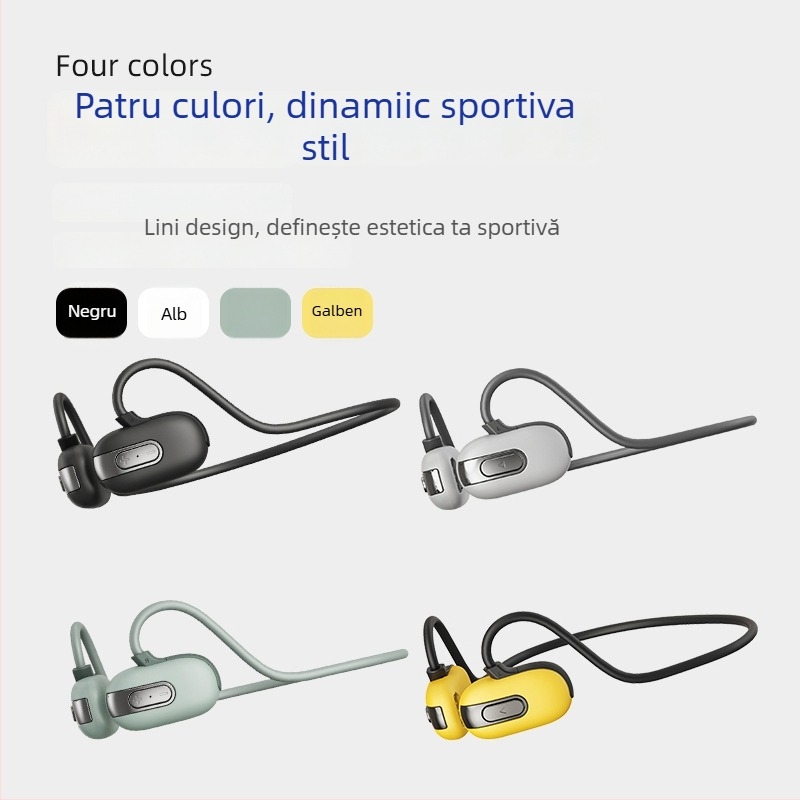 Căști cu conductivitate osoasă pentru înot – IPX8 impermeabile, Bluetooth 5.3, USB 3.0, baterie de 120 mAh, cu agățare pe spate