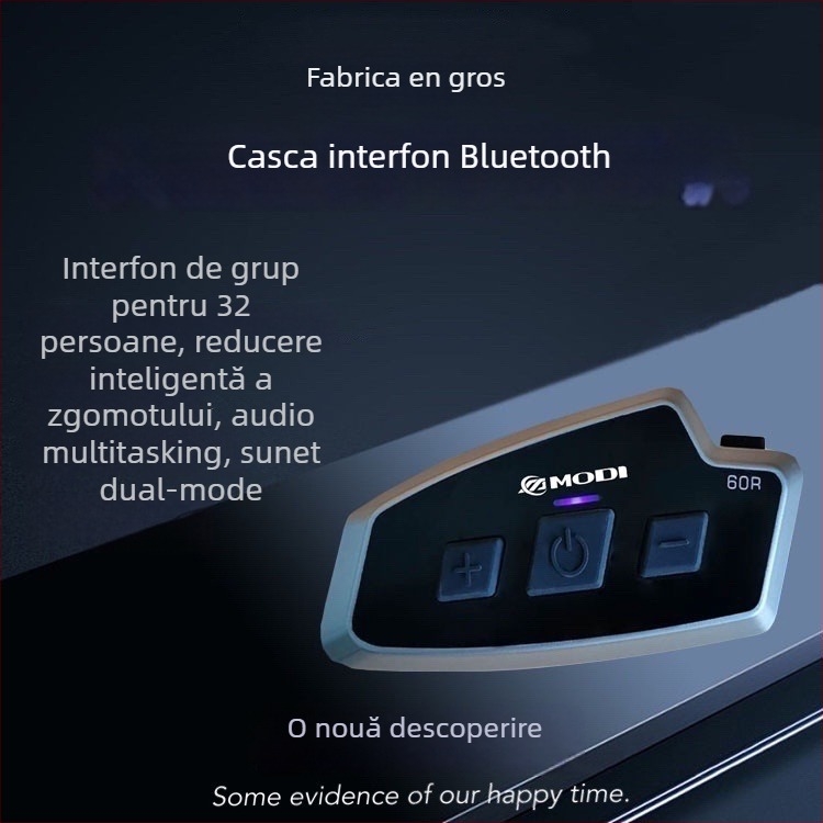 MODI 60R Intercom pentru motocicletă, Bluetooth 5.1, rază 1000 m, impermeabil, networking cu One-Touch, muzică și control vocal