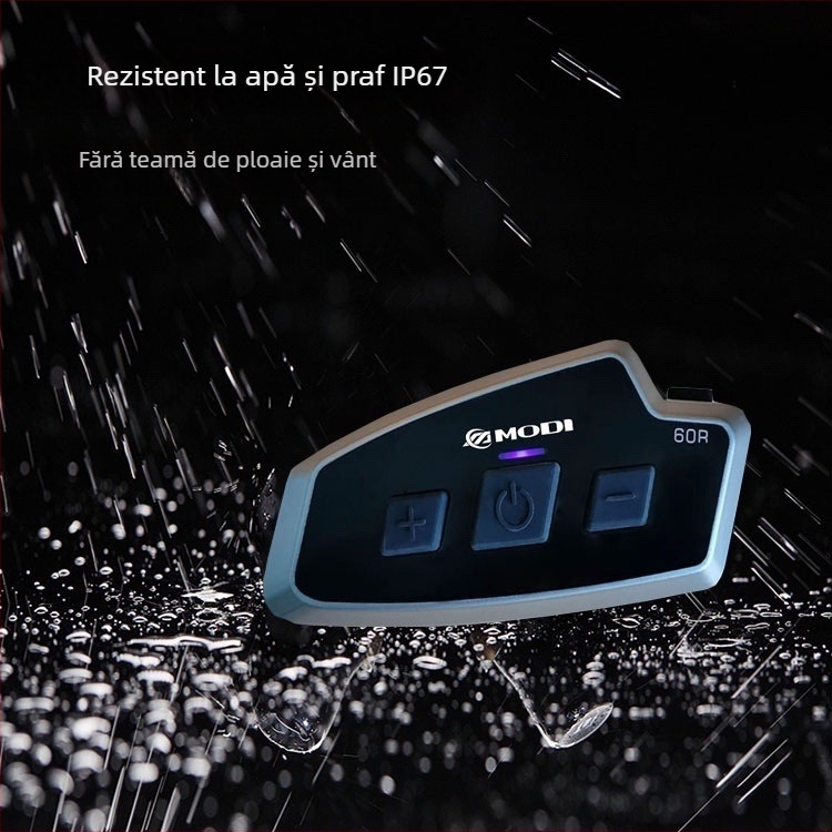 MODI 60R Intercom pentru motocicletă, Bluetooth 5.1, rază 1000 m, impermeabil, networking cu One-Touch, muzică și control vocal