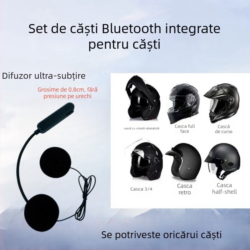 Accesoriu pentru cască de motocicletă pentru vehicul electric, cu căști Bluetooth încorporate, Bluetooth 5.0, rază de 10 m, sunet stereo, baterie 10 ore