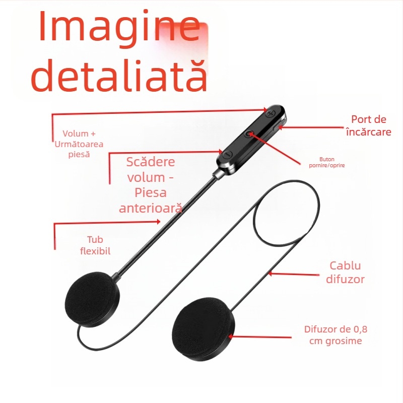 Accesoriu pentru cască de motocicletă pentru vehicul electric, cu căști Bluetooth încorporate, Bluetooth 5.0, rază de 10 m, sunet stereo, baterie 10 ore
