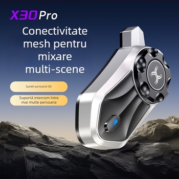 Intercom Bluetooth pentru cască de motocicletă cu rețea Mesh, până la 600 m, baterie 30 h, rezistent la apă și praf, conectare duală la telefoane