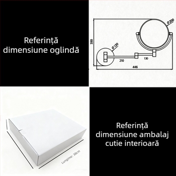 Oglindă de baie cu iluminare, mărire, față dublă, pliabilă, oglindă de machiaj de 8 inch