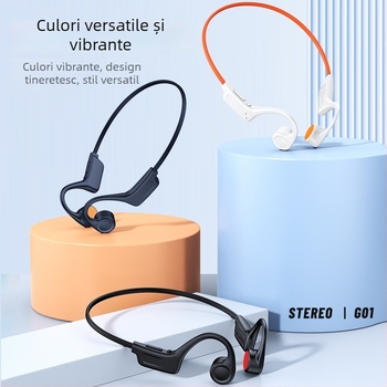 Căști Bluetooth cu conductivitate osoasă, stereo bilateral, Bluetooth 5.0, rază de transmisie până la 10 m, autonomie 4–8 ore