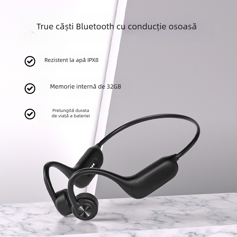 Căști Bluetooth cu conducere osoasă, IP68 rezistente la apă, Bluetooth 5.4, rază de 15 m, autonomie baterie peste 8 ore