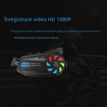 Cască de motocicletă Bluetooth cu navigație, muzică și apeluri, cameră și înregistrare integrate, Bluetooth 5.4, rază de 10 m, stereo cu două canale, rezistent la apă și praf, peste 20 ore de redare
