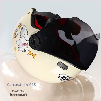 ANSH Cască pentru copii pentru motocicletă electrică, tip half-helmet, ABS+PC, certificare 3C, toate sezoanele, pentru vehicule electrice