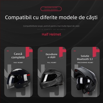 MT02 căști Bluetooth pentru cască de motocicletă cu microfon încorporat, apeluri hands-free, navigație și muzică (Bluetooth 5.0; design pentru purtare la nivelul gâtului; stereo; funcție de apeluri; redare muzică)