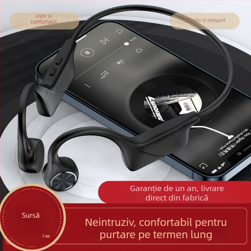 Căști Bluetooth cu conducție osoasă, fără fir, rezistente la apă IPX6, rază de acțiune 10 m, autonomie 4–8 h