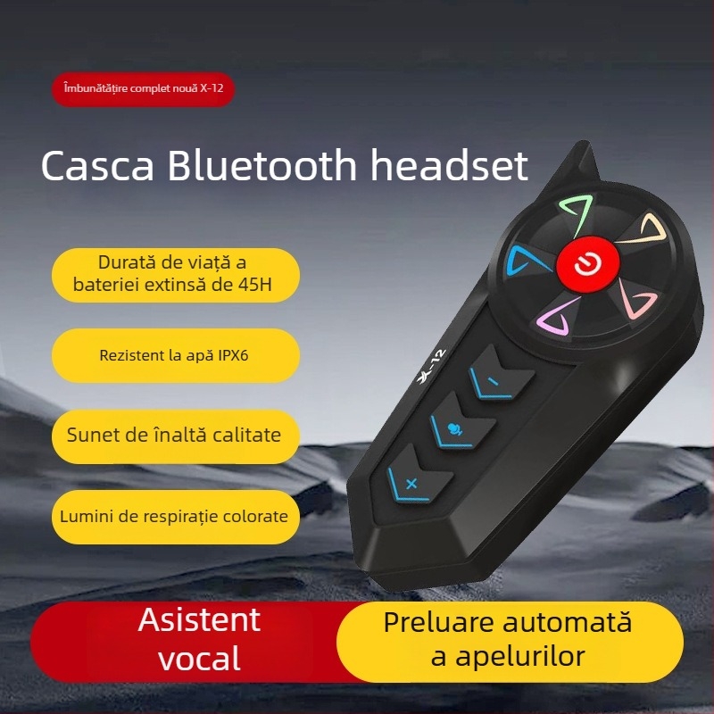 Cască de motocicletă cu headset Bluetooth, YUMES X-12, rezistentă la ploaie, compatibilă cu modelele generale