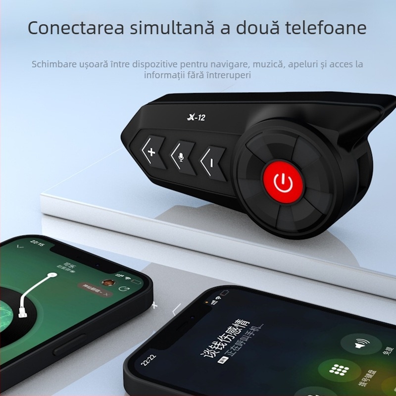 Cască de motocicletă cu headset Bluetooth, YUMES X-12, rezistentă la ploaie, compatibilă cu modelele generale