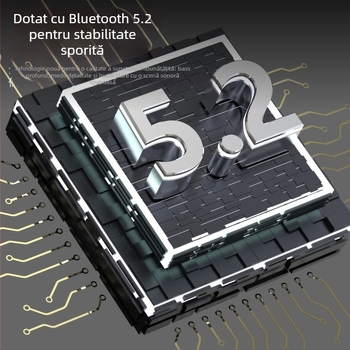 Căști Bluetooth cu conducție osoasă, montate la nivelul gâtului, slot pentru card, display digital, Bluetooth 5.0