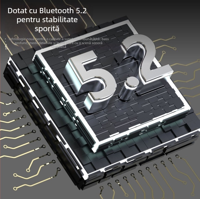 Căști Bluetooth cu conducție osoasă, montate la nivelul gâtului, slot pentru card, display digital, Bluetooth 5.0