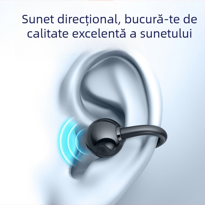 Căști wireless cu design clip pentru ureche, Bluetooth 5.3, bass puternic, peste 8 ore baterie