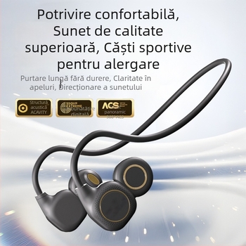Căști Bluetooth cu conducere osoasă, guler neckband cu design clip, rază 10 m, autonomie baterie 8+ ore
