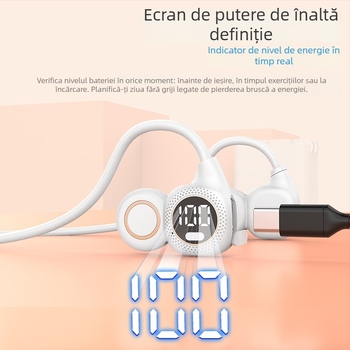 Căști Bluetooth cu conducere osoasă, guler neckband cu design clip, rază 10 m, autonomie baterie 8+ ore