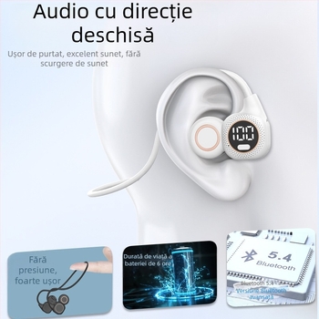 Căști Bluetooth cu conducere osoasă, guler neckband cu design clip, rază 10 m, autonomie baterie 8+ ore