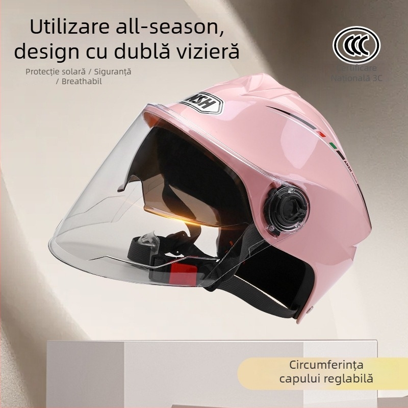 Cască pentru motocicletă electrică, standard Clasa A, ABS, vizieră dublă, certificat 3C