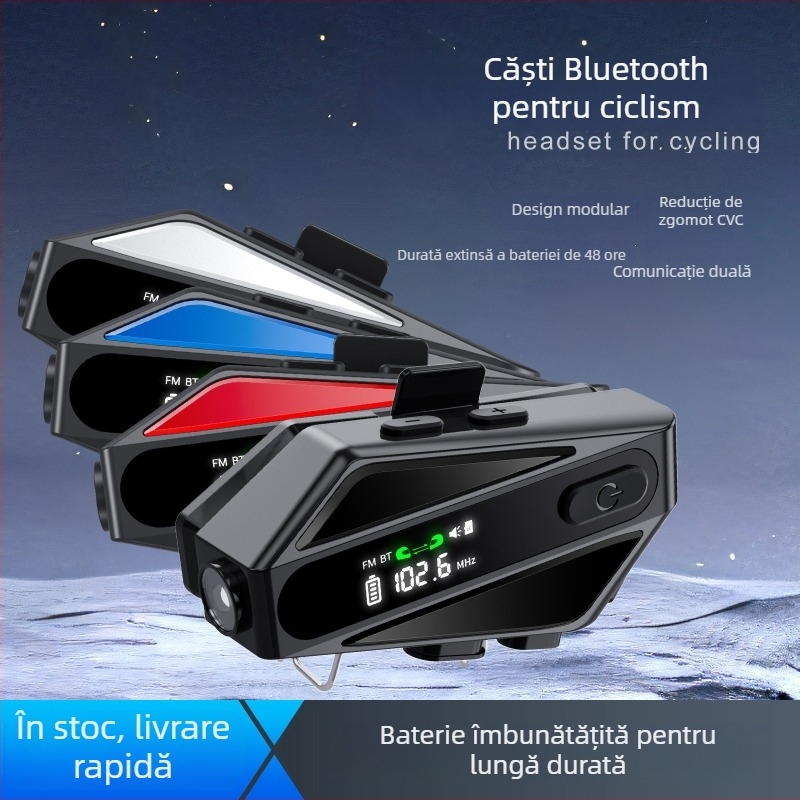 Cască de motocicletă C6 cu intercom dublu, Bluetooth, ecran LCD, reducere a zgomotului, asistent vocal — Bluetooth 5.0, rezistentă la apă și praf, intercom până la 10 m, autonomie 40 h
