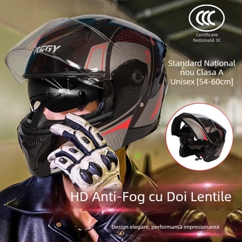 REGY cască flip-up pentru motocicletă – ABS, certificat 3C, adulți, utilizare pe tot anul, deplasări în oraș