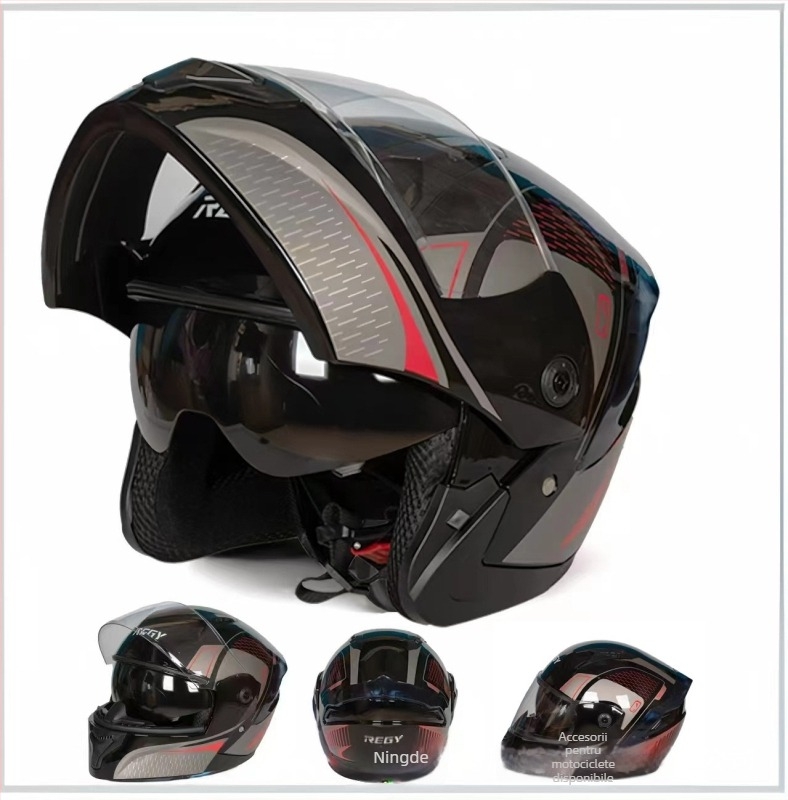 REGY cască flip-up pentru motocicletă – ABS, certificat 3C, adulți, utilizare pe tot anul, deplasări în oraș