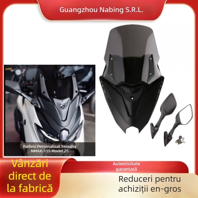 Compatibil cu Yamaha NMAX 155 – kit parbriz frontal mărit, material PP, protecție solară, rezistență la uzură, anti-zgârieturi, fără reflexie
