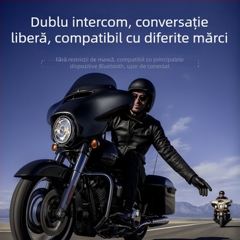 Cască de motocicletă cu Bluetooth – intercom dual, rază 500 m, sunet stereo, Bluetooth 6.0, baterie 22 h