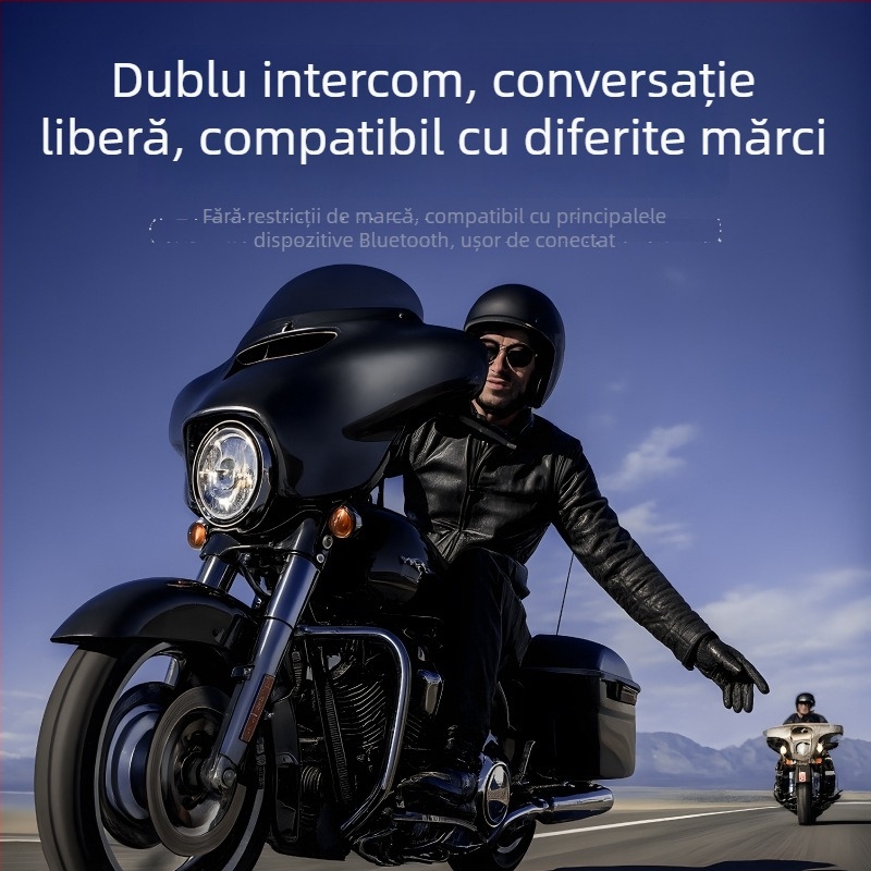 Cască de motocicletă cu Bluetooth – intercom dual, rază 500 m, sunet stereo, Bluetooth 6.0, baterie 22 h