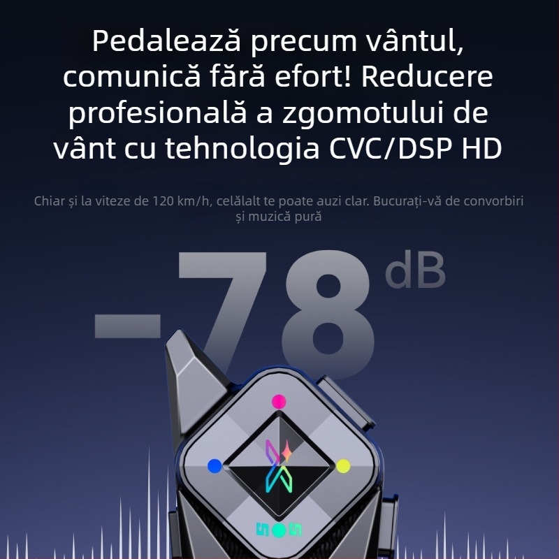 Cască de motocicletă cu Bluetooth – intercom dual, rază 500 m, sunet stereo, Bluetooth 6.0, baterie 22 h