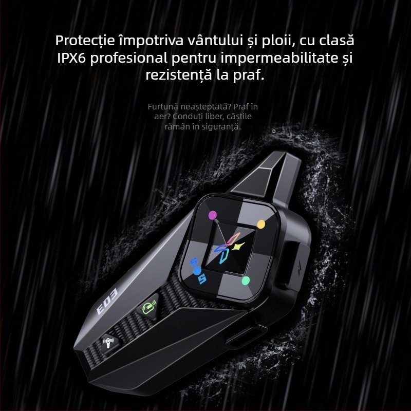 Cască de motocicletă cu Bluetooth – intercom dual, rază 500 m, sunet stereo, Bluetooth 6.0, baterie 22 h