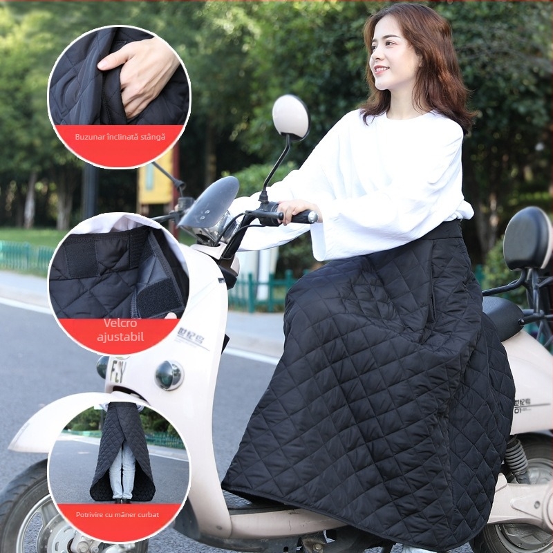 Fustă izolatoare anti-vânt pentru mașini electrice și motociclete – poliester, impermeabilă, protecție pentru picioare și genunchi, căldură la talie, pentru adulți