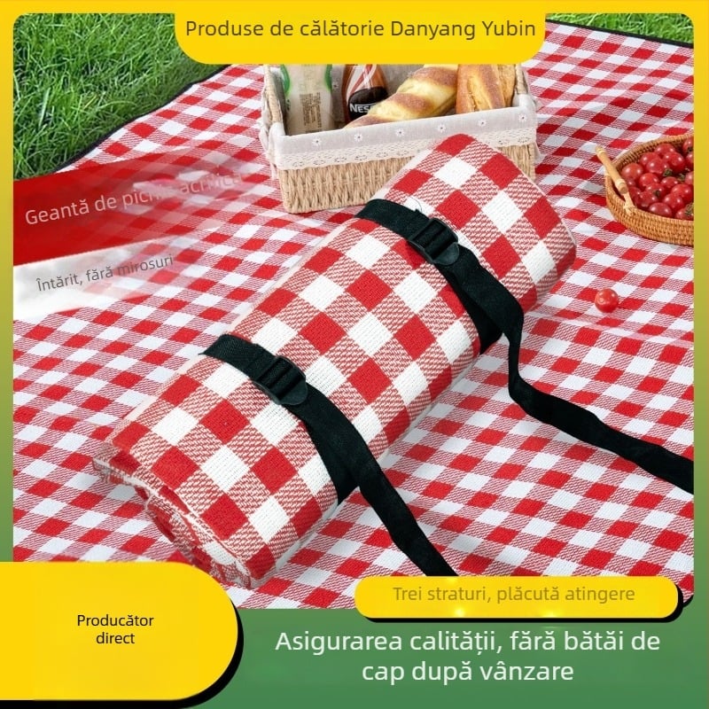 Covoraș de picnic pentru camping, protecție împotriva umezelii, țesătură acrilică cu burete și PEVA impermeabil; greutate 850 g; potrivit pentru 6 persoane; model Reel