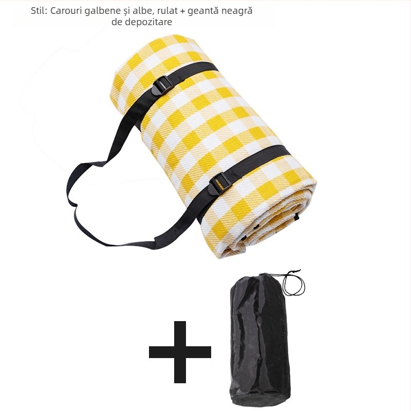 Covoraș de picnic pentru camping, protecție împotriva umezelii, țesătură acrilică cu burete și PEVA impermeabil; greutate 850 g; potrivit pentru 6 persoane; model Reel