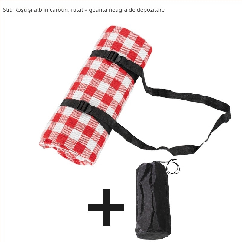 Covoraș de picnic pentru camping, protecție împotriva umezelii, țesătură acrilică cu burete și PEVA impermeabil; greutate 850 g; potrivit pentru 6 persoane; model Reel
