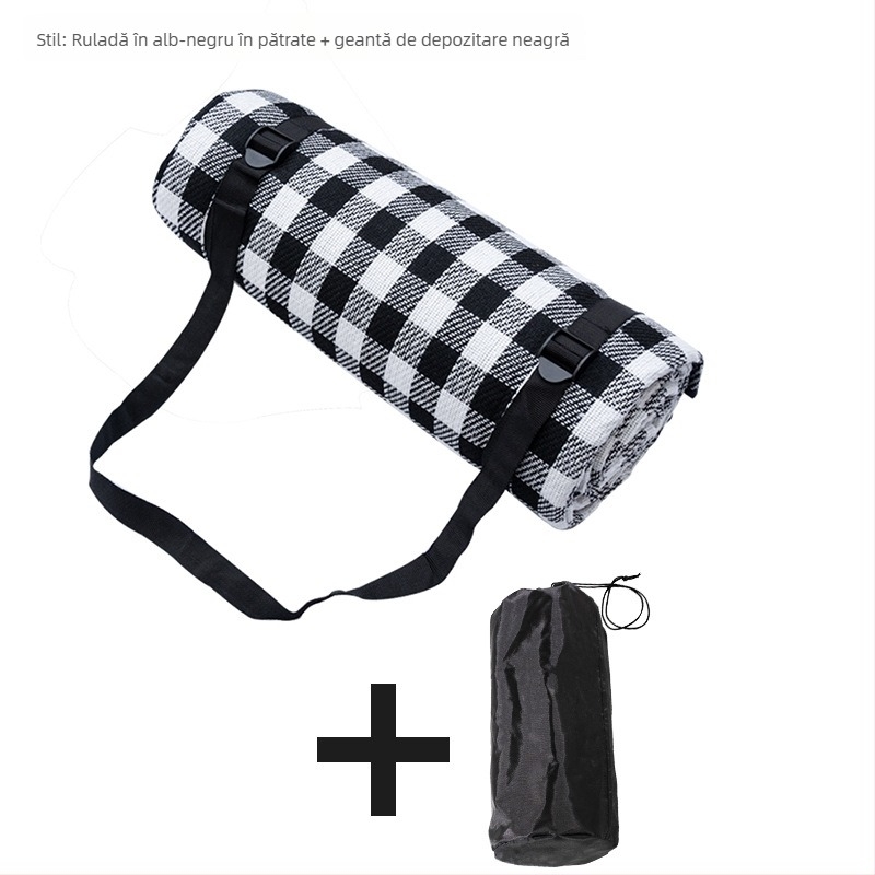 Covoraș de picnic pentru camping, protecție împotriva umezelii, țesătură acrilică cu burete și PEVA impermeabil; greutate 850 g; potrivit pentru 6 persoane; model Reel