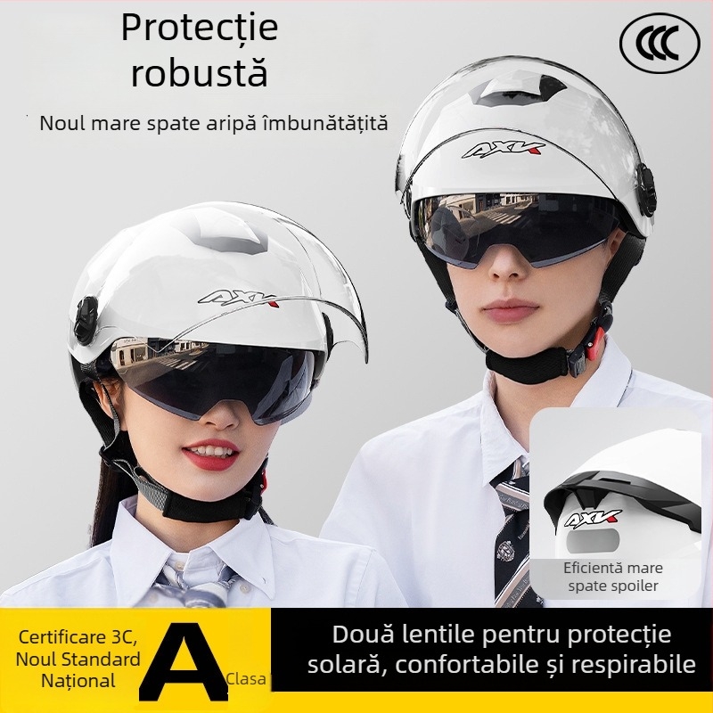 AXK cască semi-jet ABS pentru adulți, pentru motocicletă electrică, certificat 3C GB811-2022A, pentru toate anotimpurile, pentru naveta zilnică