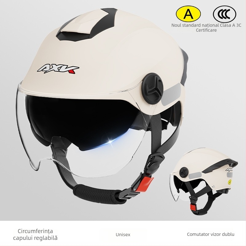 AXK cască semi-jet ABS pentru adulți, pentru motocicletă electrică, certificat 3C GB811-2022A, pentru toate anotimpurile, pentru naveta zilnică
