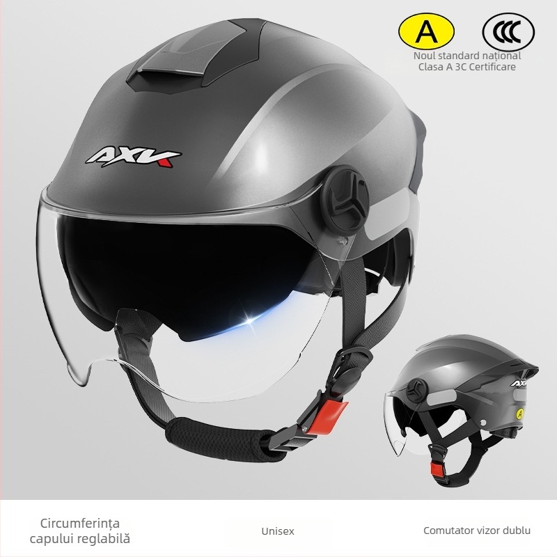 AXK cască semi-jet ABS pentru adulți, pentru motocicletă electrică, certificat 3C GB811-2022A, pentru toate anotimpurile, pentru naveta zilnică